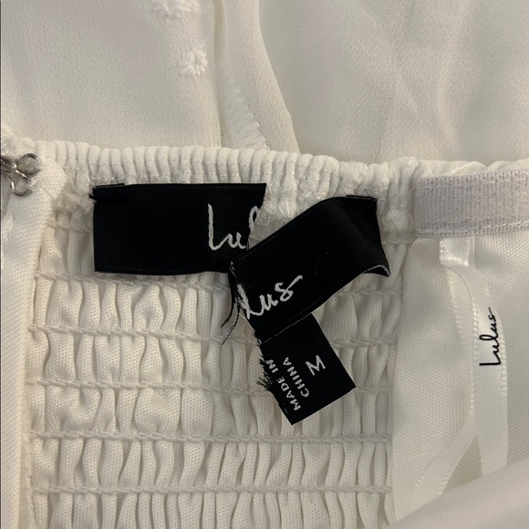 Lulus Cutest Icon White Embroidered Off-the-Shoulder Mini Dress Size Medium - Picture 10 of 12